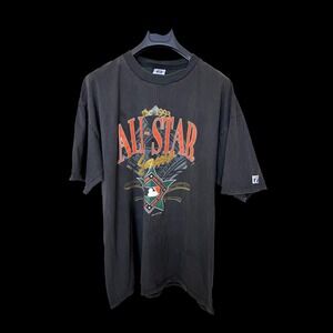 Vintage 1993 MLB All Star Game Baltimore Orioles Logo 7 Shirt XL Black USA Made